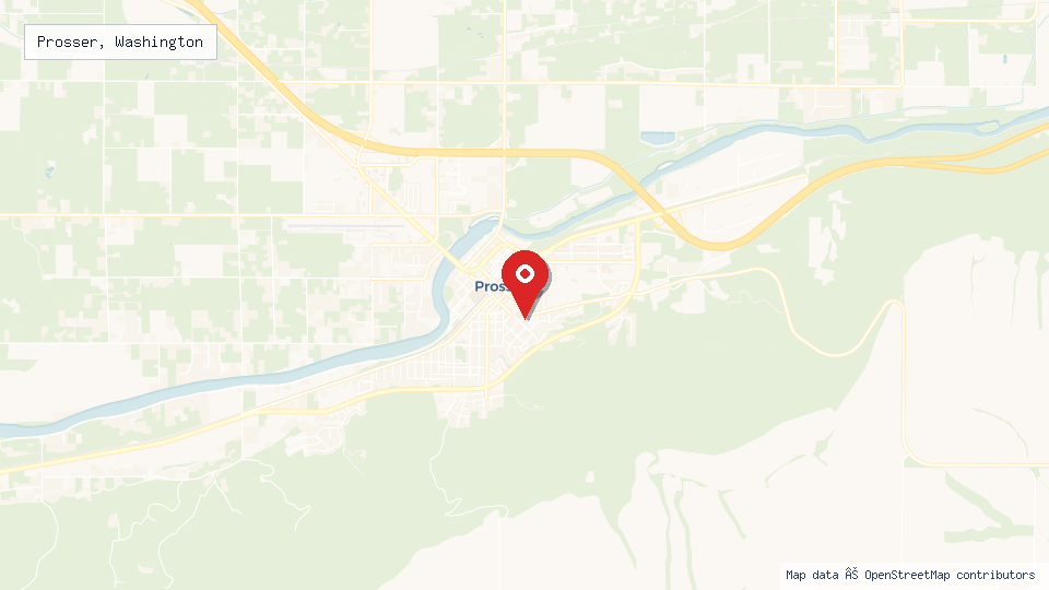 Street map of Prosser, Washington with location pin