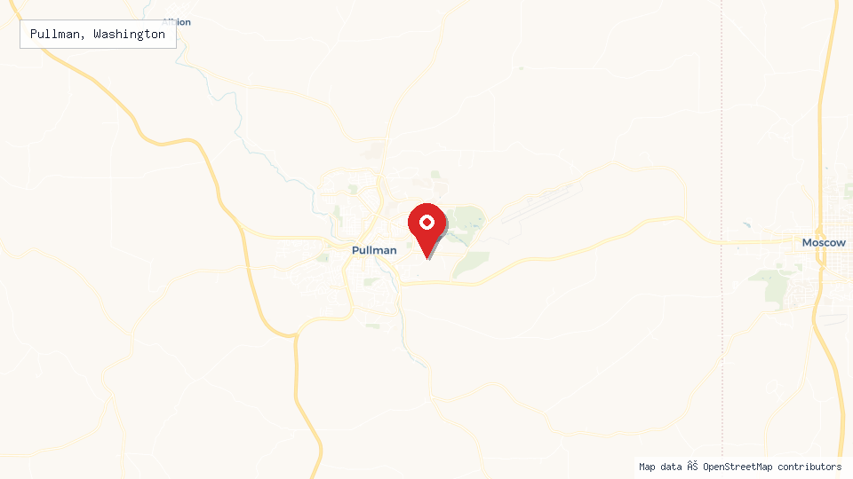 Street map of Pullman, Washington with location pin