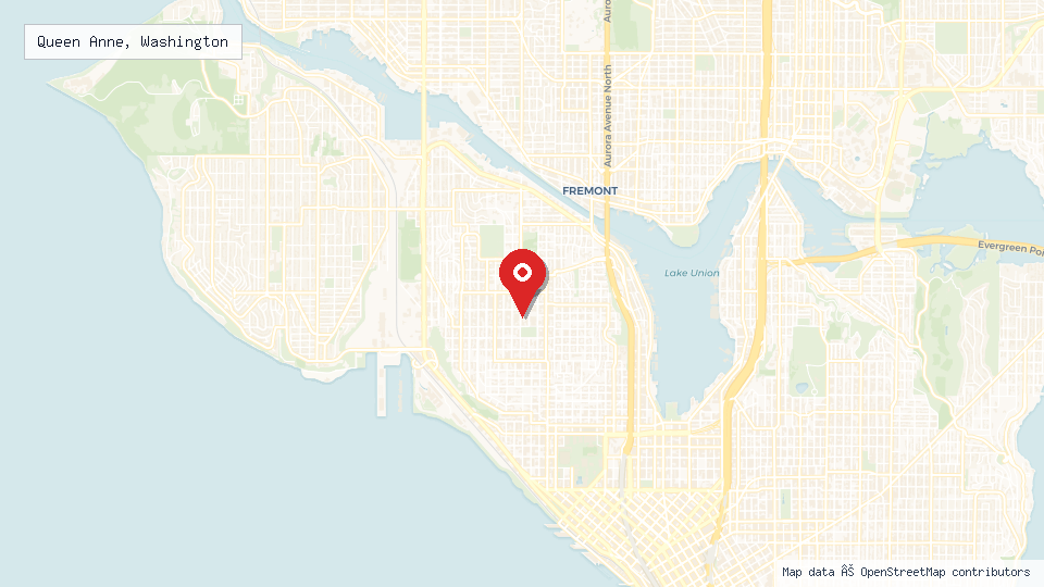 Street map of Queen Anne, Washington with location pin