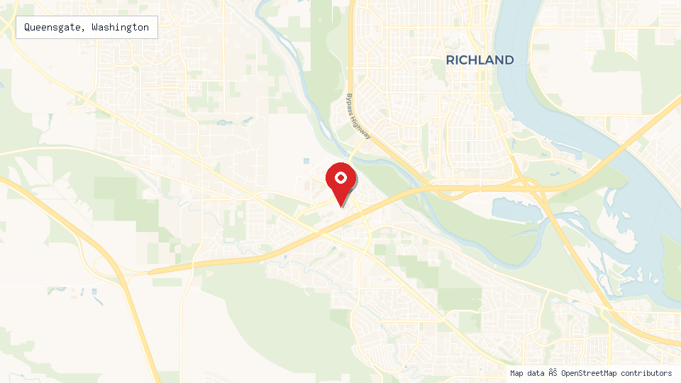Street map of Queensgate, Washington with location pin
