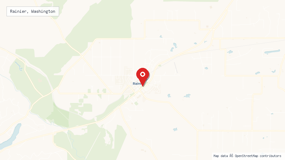Street map of Rainier, Washington with location pin