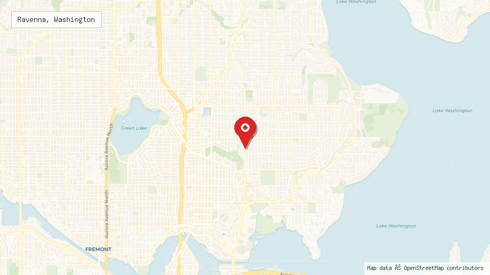 Street map of Ravenna, Washington with location pin