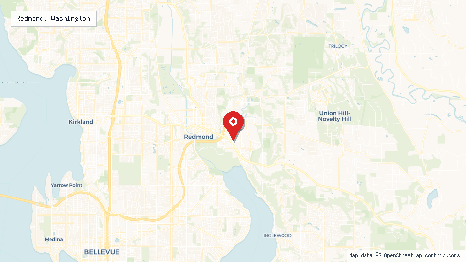 Street map of Redmond, Washington with location pin