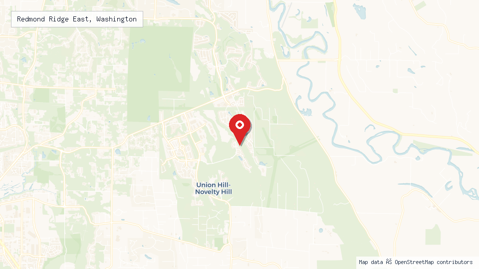 Street map of Redmond Ridge East, Washington with location pin