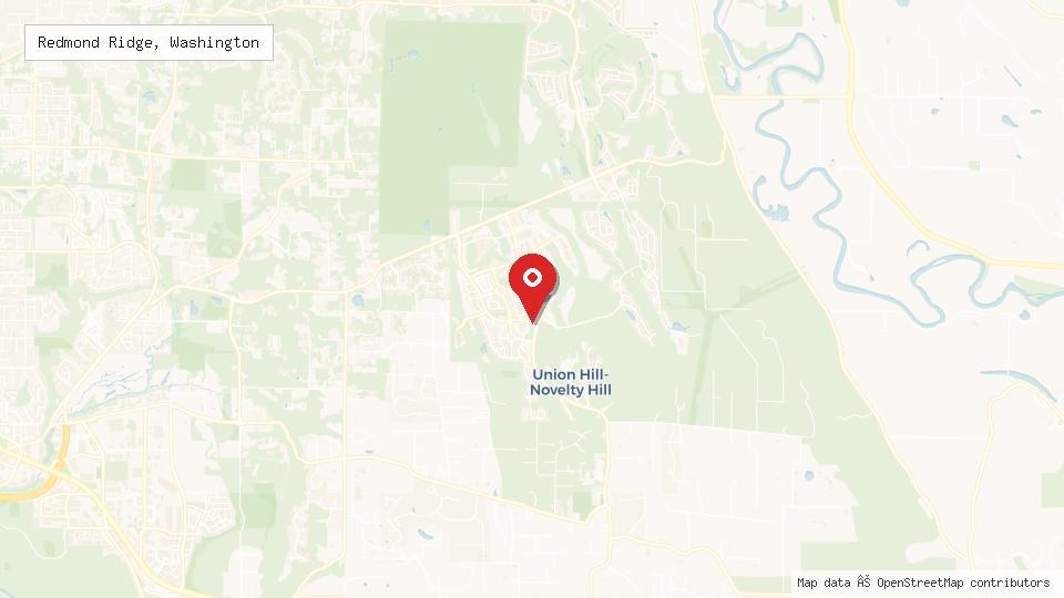 Street map of Redmond Ridge, Washington with location pin