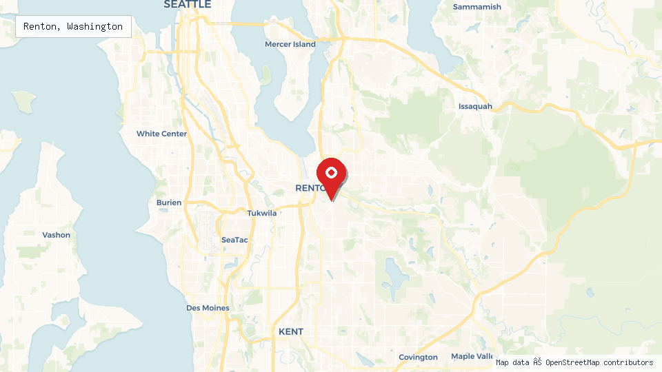 Street map of Renton, Washington with location pin