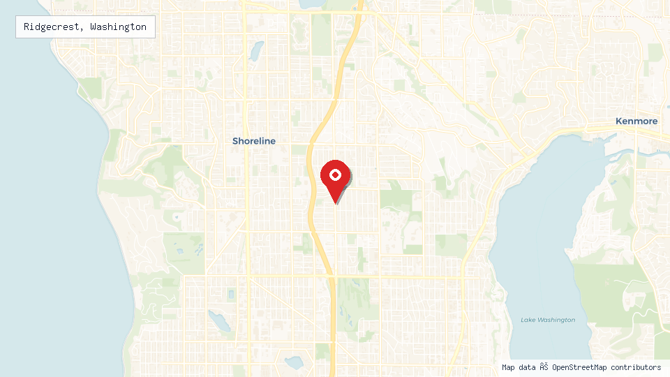 Street map of Ridgecrest, Washington with location pin