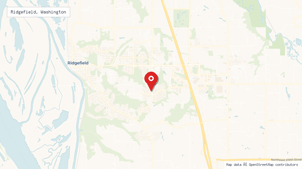 Street map of Ridgefield, Washington with location pin