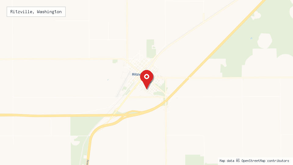 Street map of Ritzville, Washington with location pin