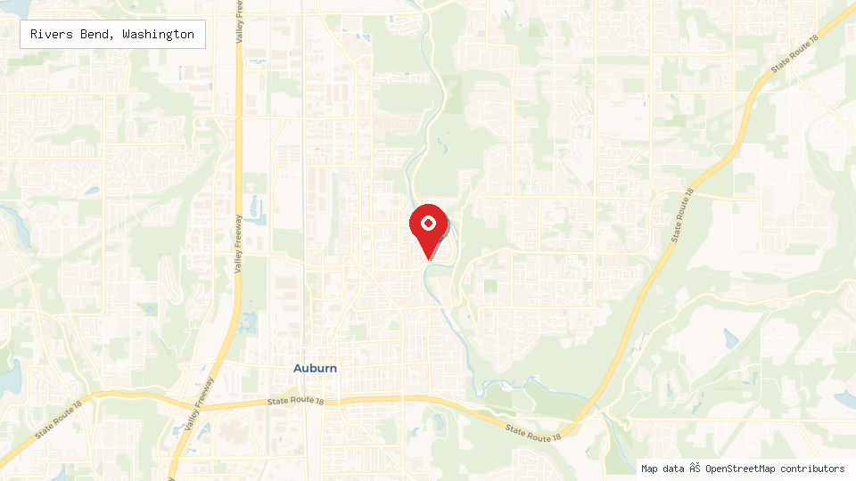 Street map of Rivers Bend, Washington with location pin