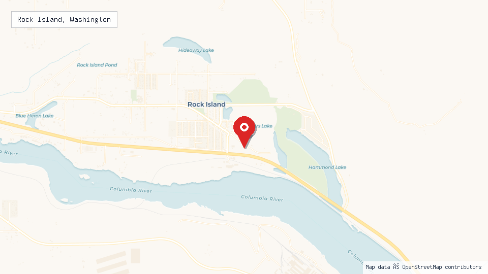 Street map of Rock Island, Washington with location pin