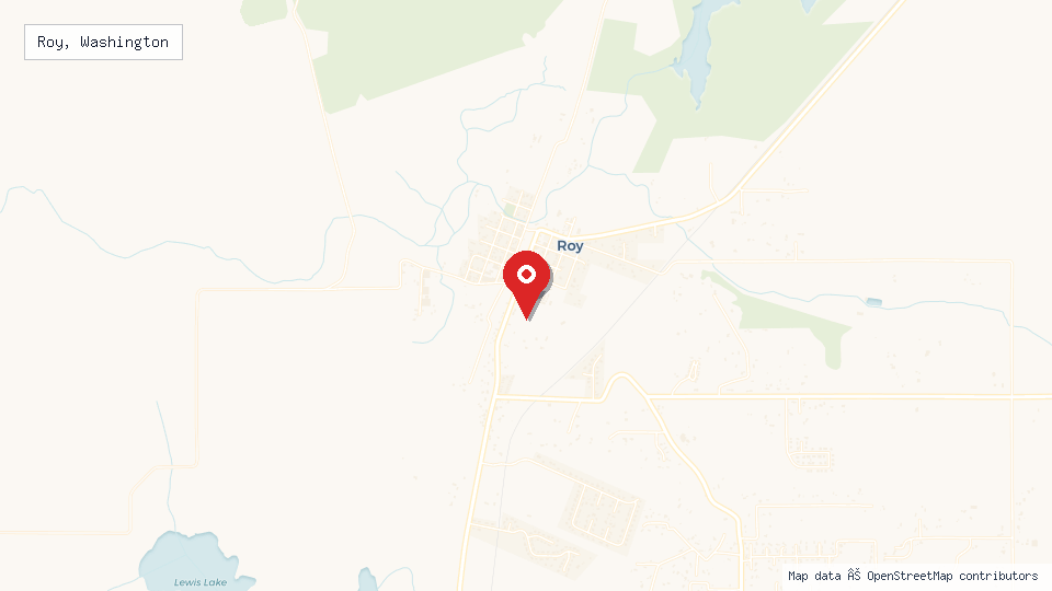 Street map of Roy, Washington with location pin