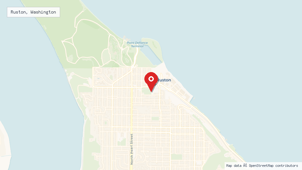 Street map of Ruston, Washington with location pin