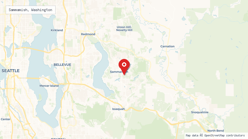 Street map of Sammamish, Washington with location pin