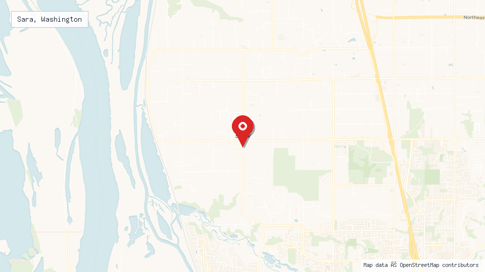 Street map of Sara, Washington with location pin