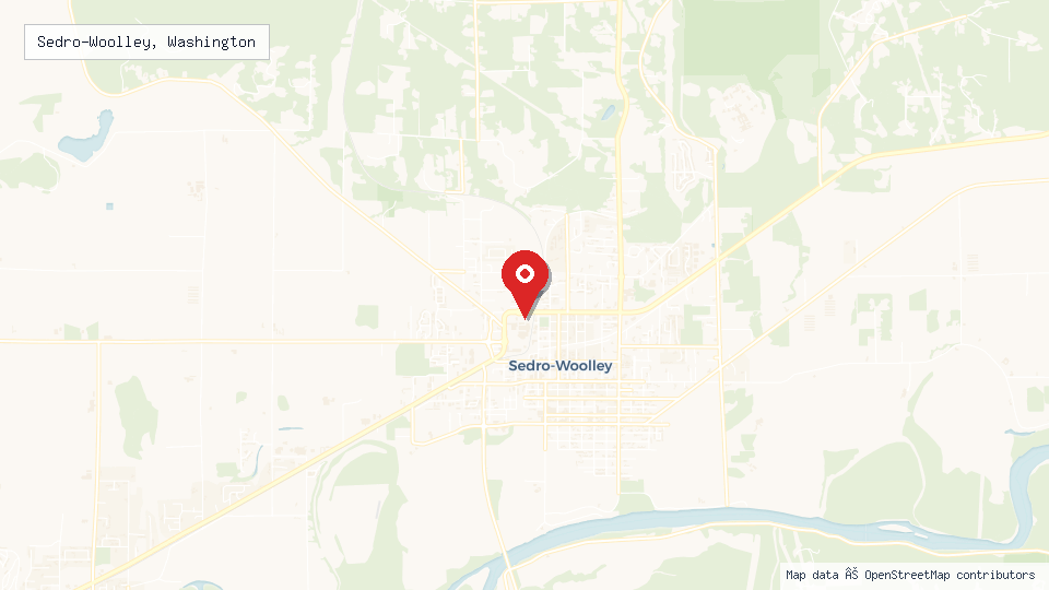 Street map of Sedro-Woolley, Washington with location pin