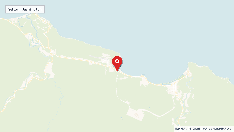 Street map of Sekiu, Washington with location pin