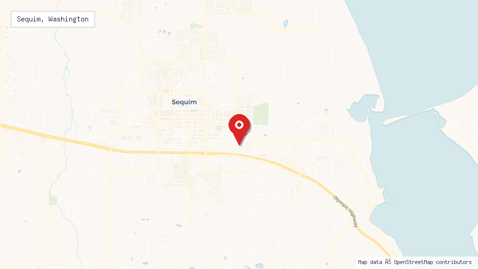 Street map of Sequim, Washington with location pin