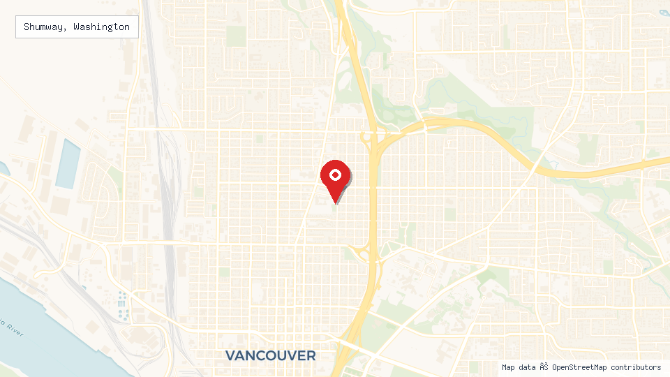 Street map of Shumway, Washington with location pin