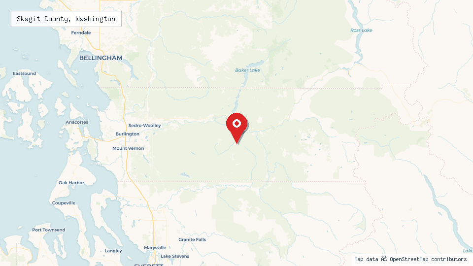 Street map of Skagit County, Washington with location pin