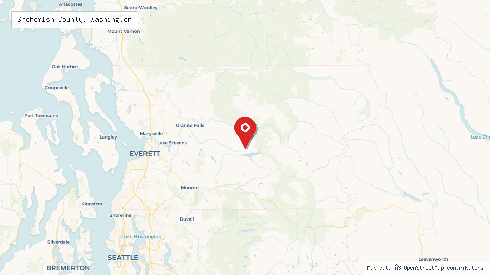Street map of Snohomish County, Washington with location pin