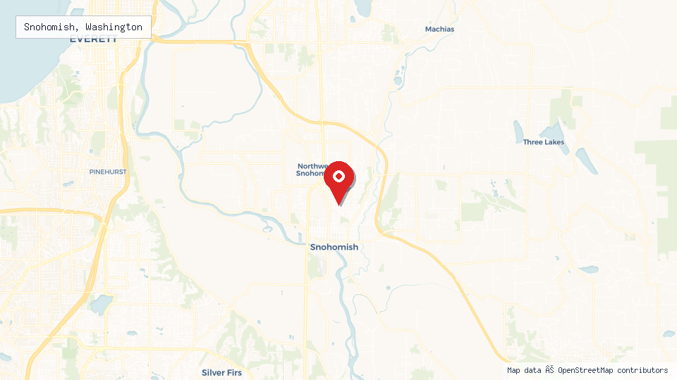 Street map of Snohomish, Washington with location pin