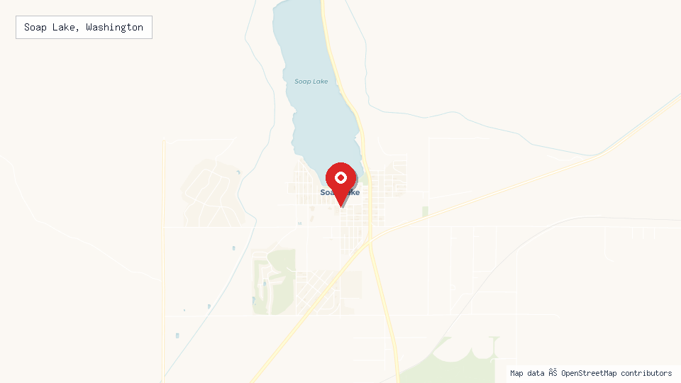 Street map of Soap Lake, Washington with location pin