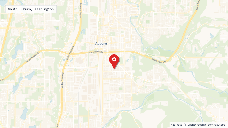 Street map of South Auburn, Washington with location pin