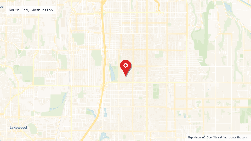 Street map of South End, Washington with location pin