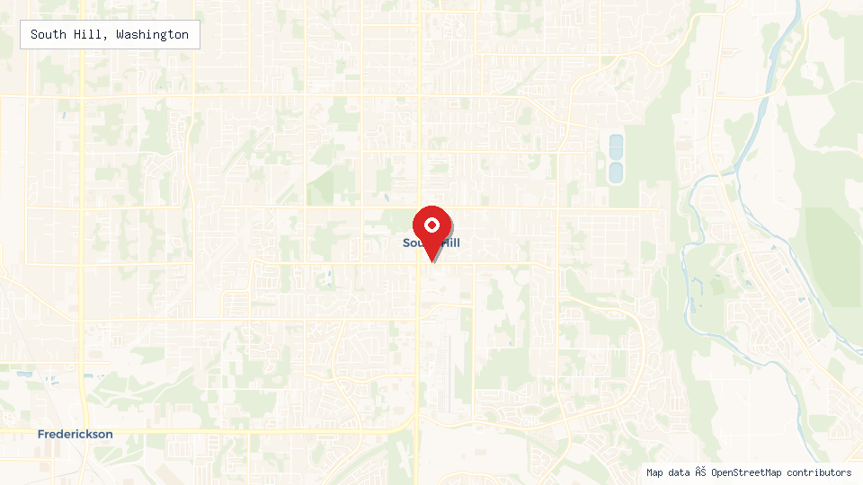Street map of South Hill, Washington with location pin
