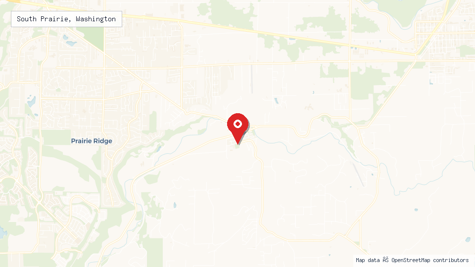 Street map of South Prairie, Washington with location pin