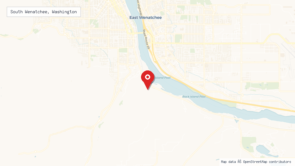 Street map of South Wenatchee, Washington with location pin
