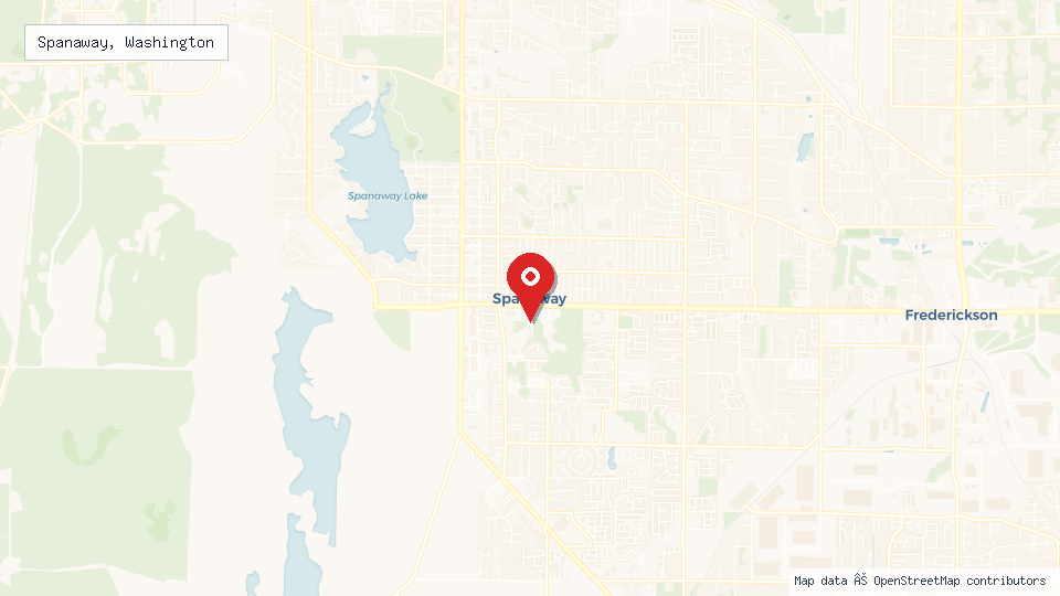Street map of Spanaway, Washington with location pin