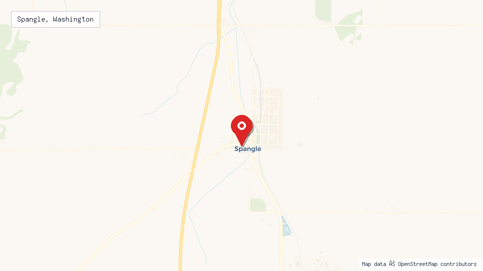 Street map of Spangle, Washington with location pin
