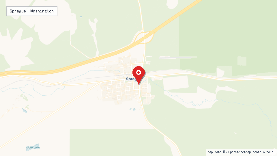 Street map of Sprague, Washington with location pin