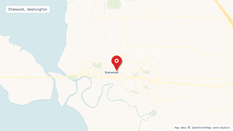 Street map of Stanwood, Washington with location pin