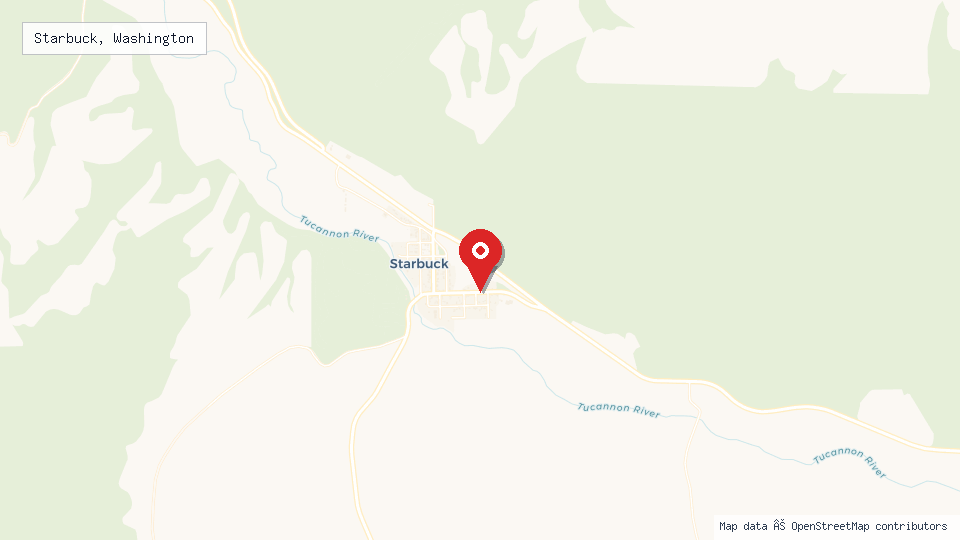 Street map of Starbuck, Washington with location pin