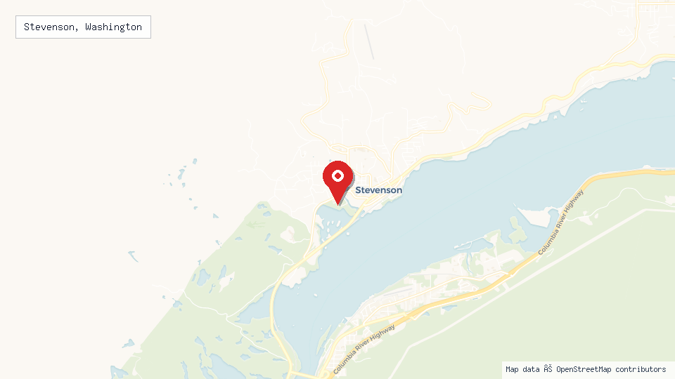 Street map of Stevenson, Washington with location pin