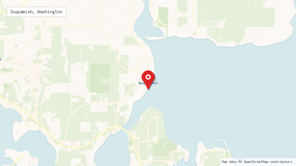 Street map of Suquamish, Washington with location pin