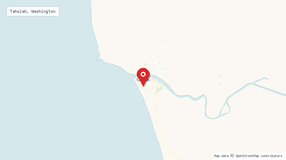 Street map of Taholah, Washington with location pin