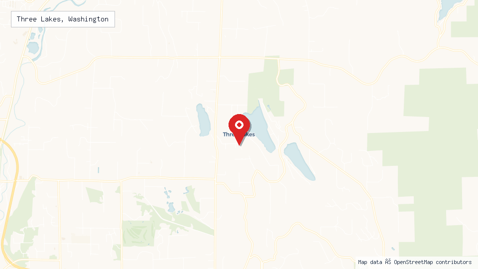Street map of Three Lakes, Washington with location pin