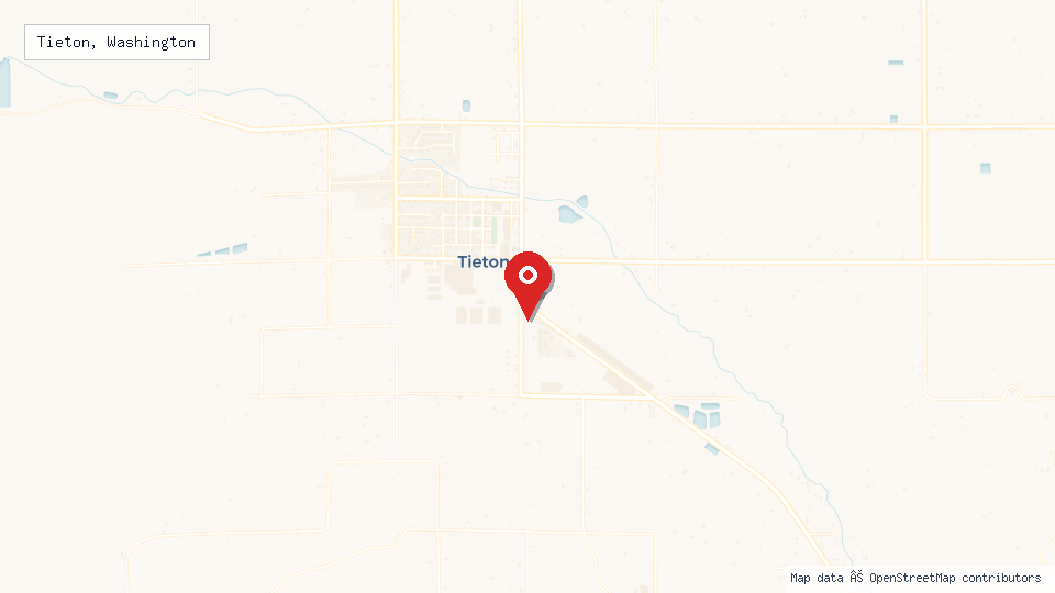 Street map of Tieton, Washington with location pin