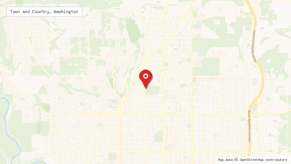 Street map of Town and Country, Washington with location pin
