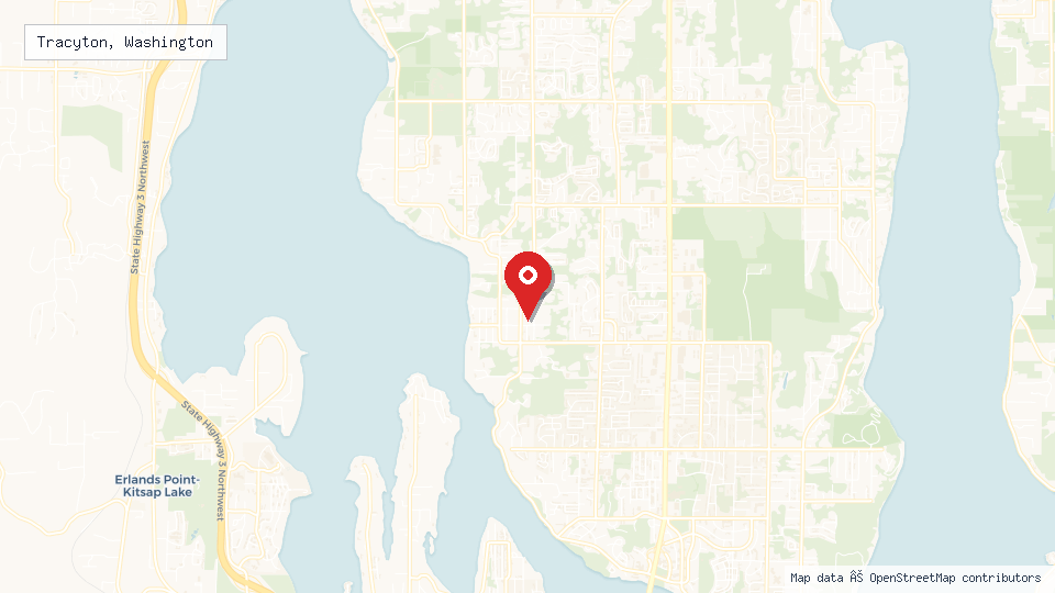 Street map of Tracyton, Washington with location pin