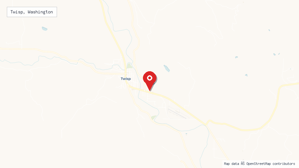 Street map of Twisp, Washington with location pin