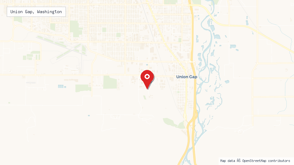 Street map of Union Gap, Washington with location pin