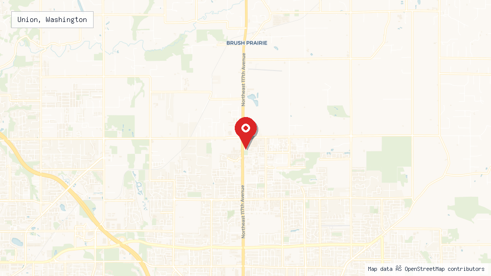 Street map of Union, Washington with location pin