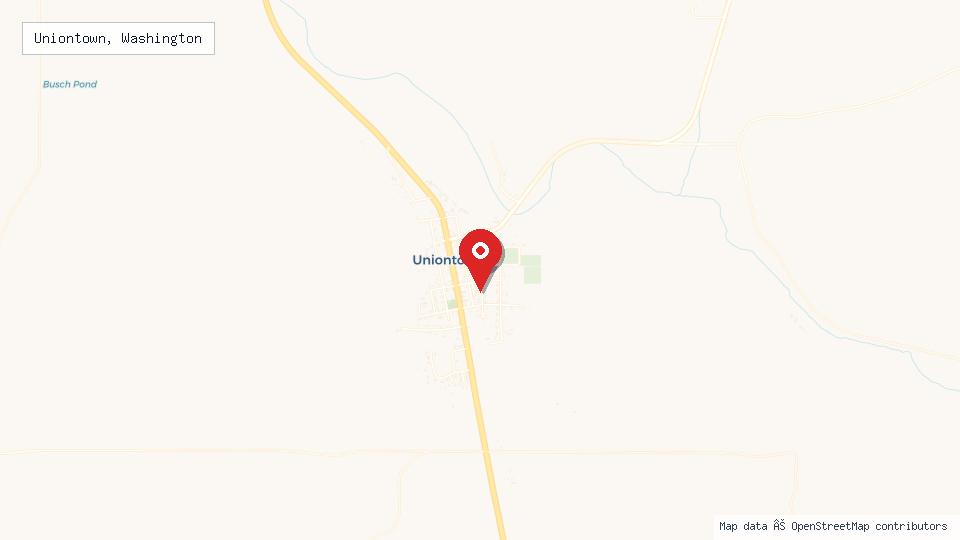 Street map of Uniontown, Washington with location pin