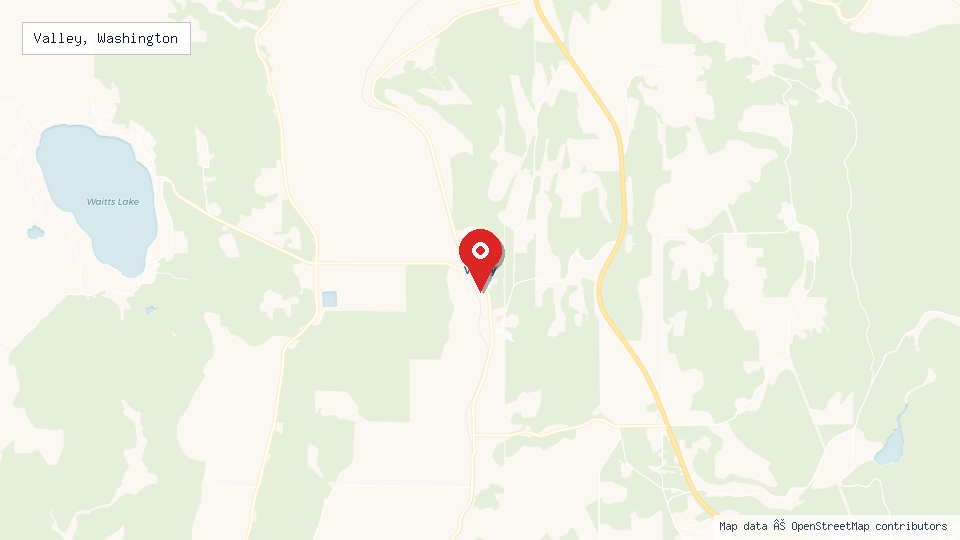 Street map of Valley, Washington with location pin