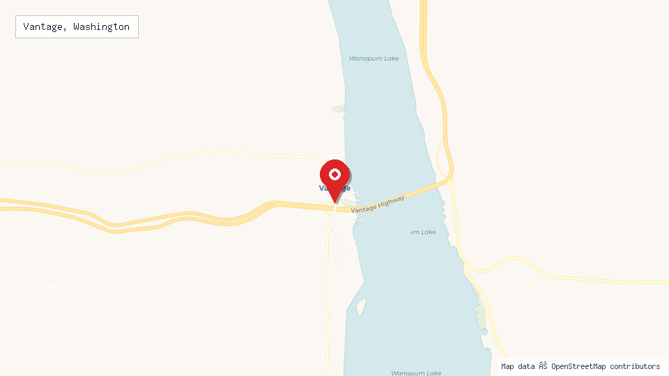 Street map of Vantage, Washington with location pin